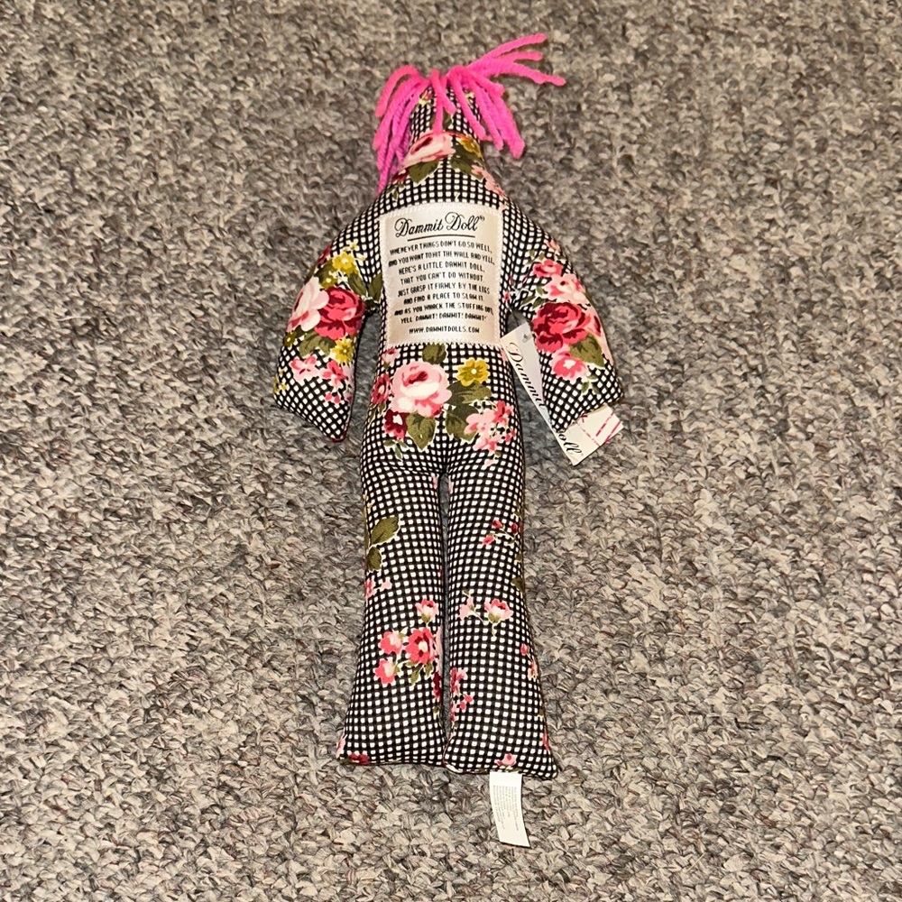 👙NWT Dammit Doll Classic Floral Doll with Pink Hair